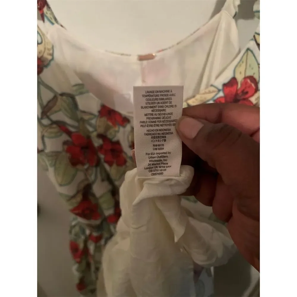 Free People Dear You Floral Mini Dress White Sleeveless‎ Fit & Flare Size M